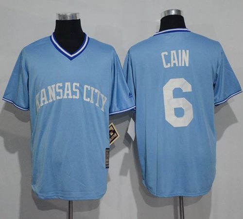 Royals #6 Lorenzo Cain Light Blue Cooperstown Stitched MLB Jersey